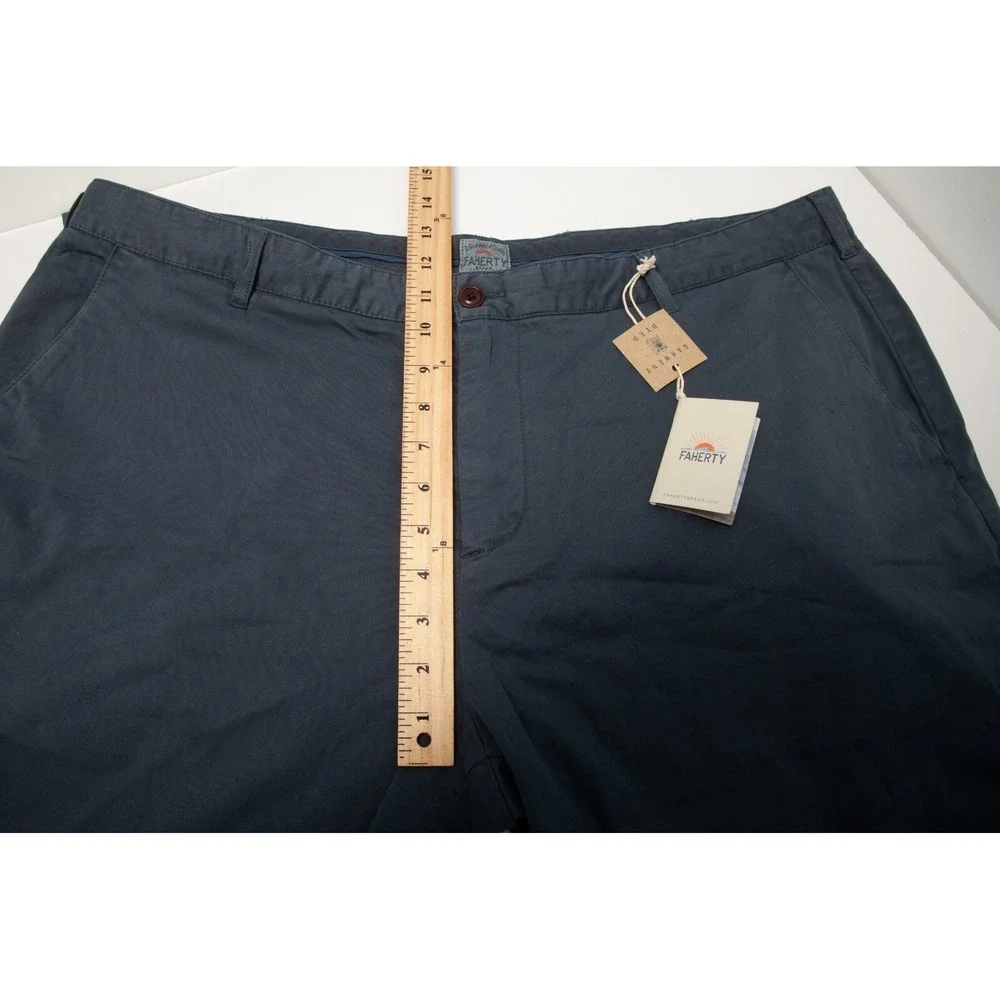 Faherty Stretch Chino Short Mens 42 Navy Blue Garment Dyed MBC0017NVY NEW